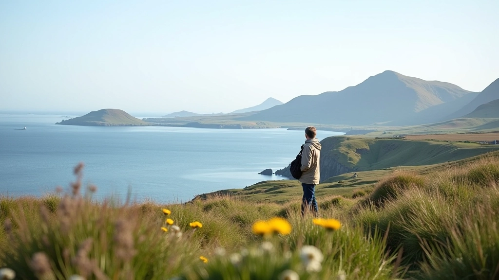 Clew Bay vista with islands and mountain backdrop