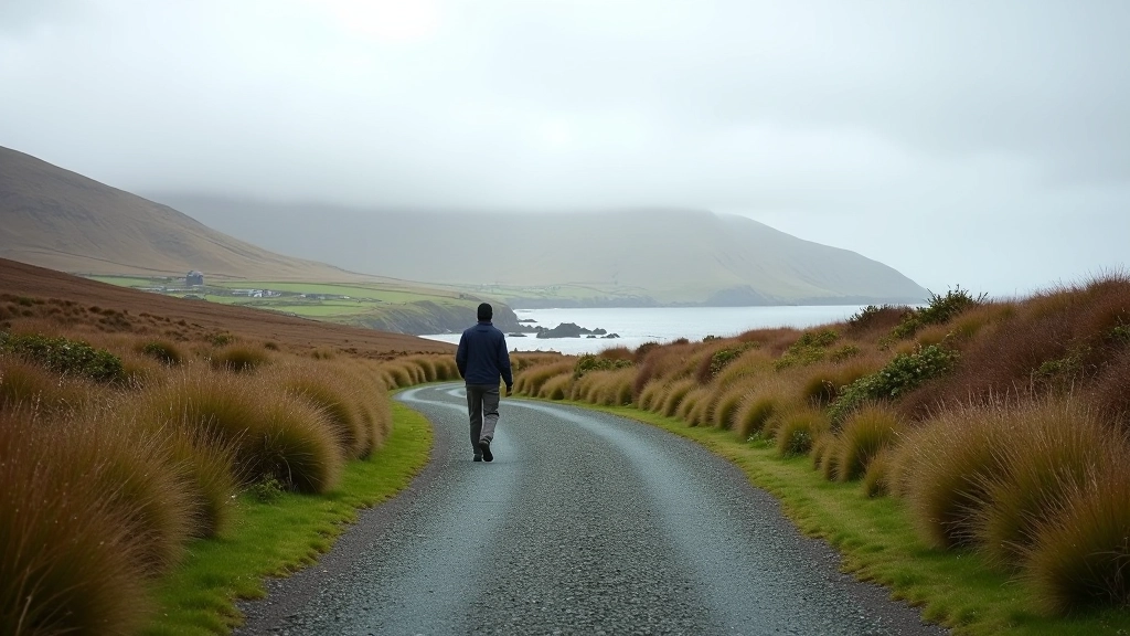 Croagh Patrick mountain car park area with gentle walking paths